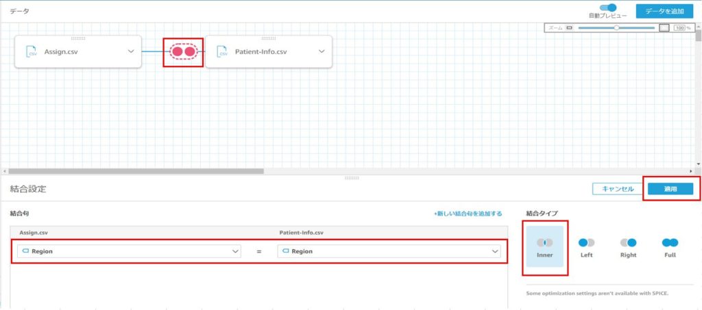 QuickSight データの結合