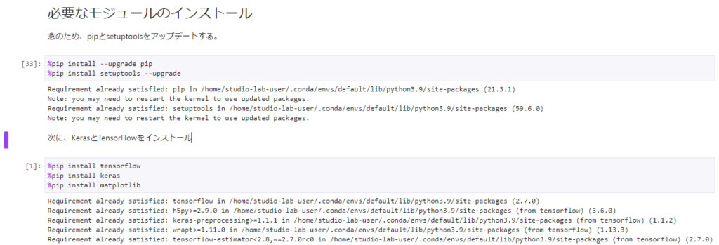 SageMaker Studio Lab モジュールのpipインストール