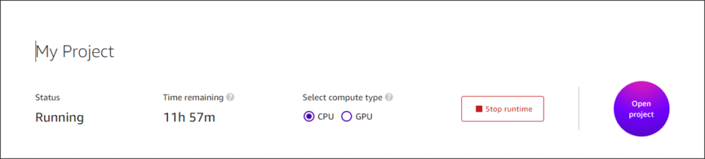 SageMaker Studio Lab ノートブック起動後画面